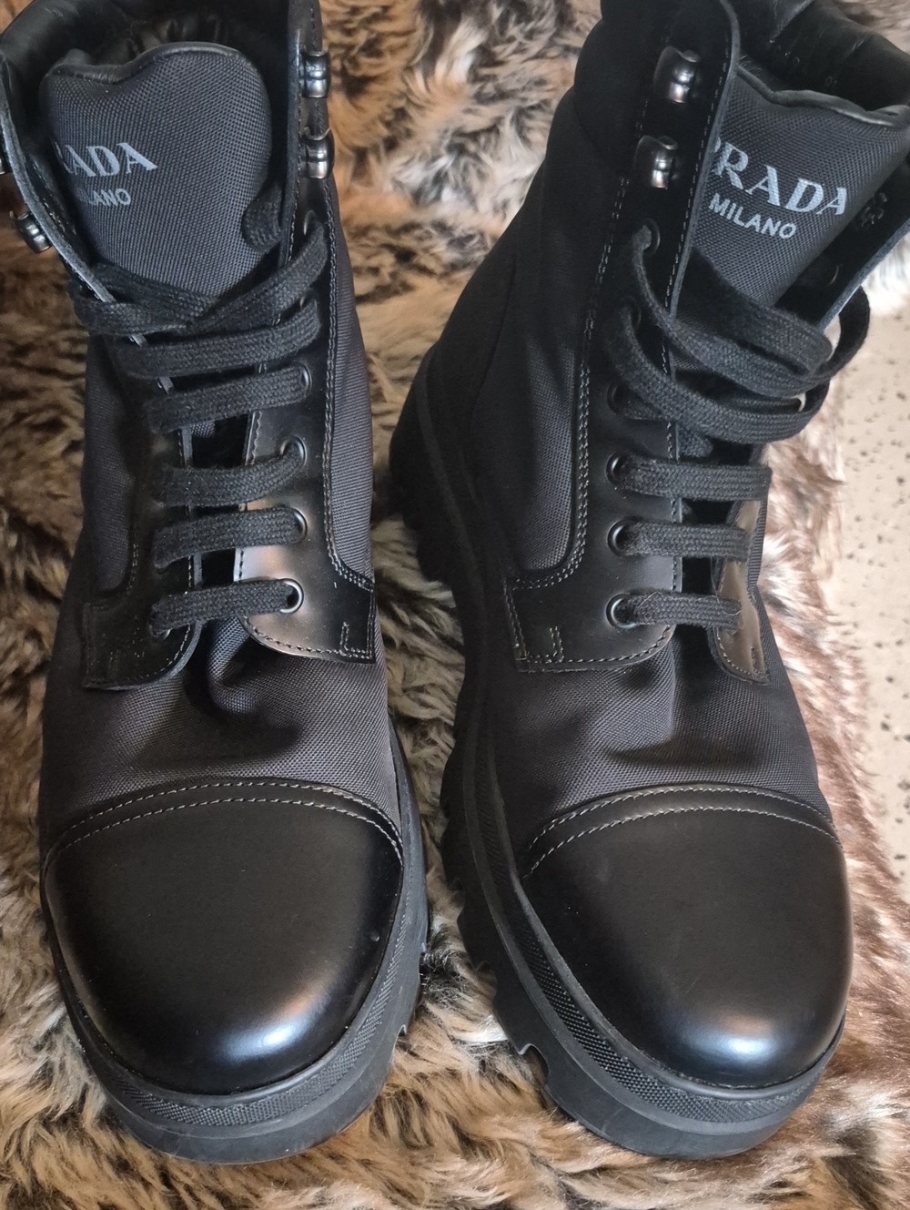 Prada Black Lace-Up High-Top Sneakers
